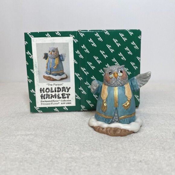 Floyd & Floyd Holiday Hamlet “The Parson” 1993 Owl Figurine In Original Box 1993 - Picture 1 of 11